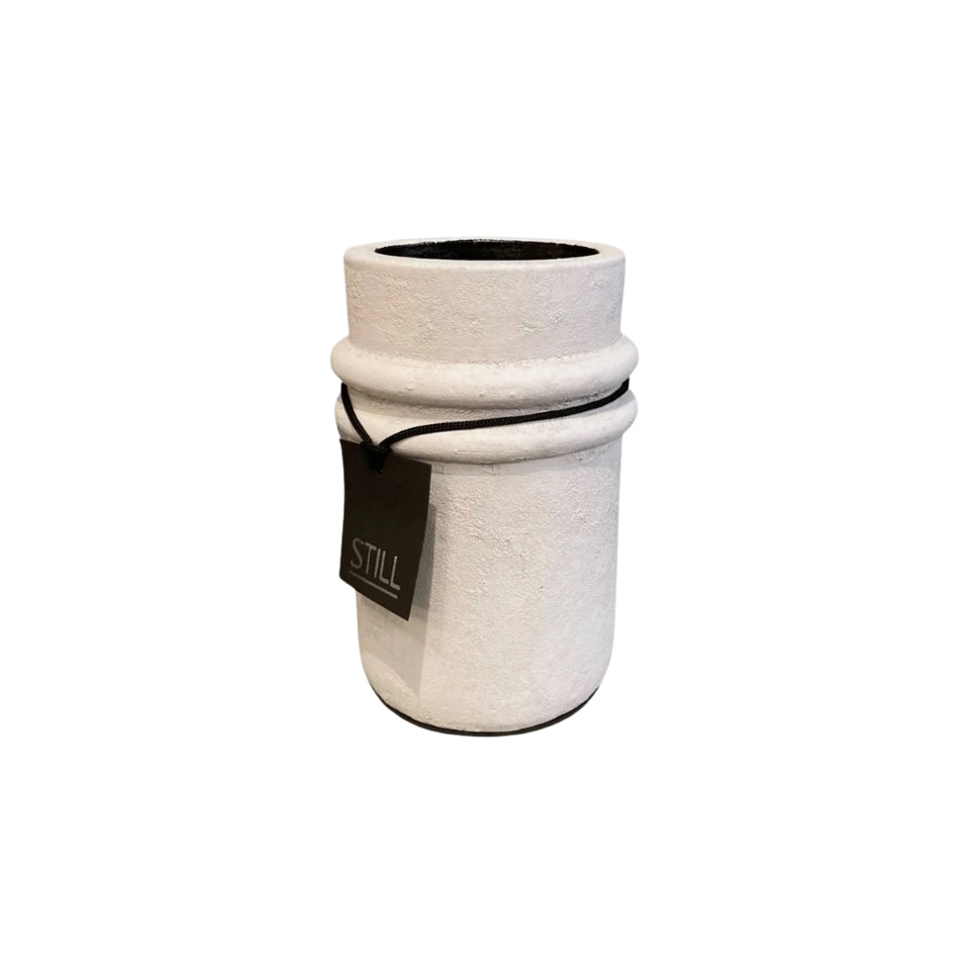 Vaas met ribbels - Cilinder - Beige - 20x15 cm - STILL