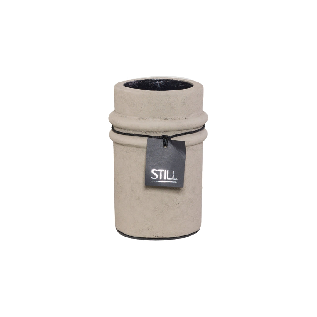 Vaas met ribbels - Cilinder - Taupe - 20x15 cm - STILL