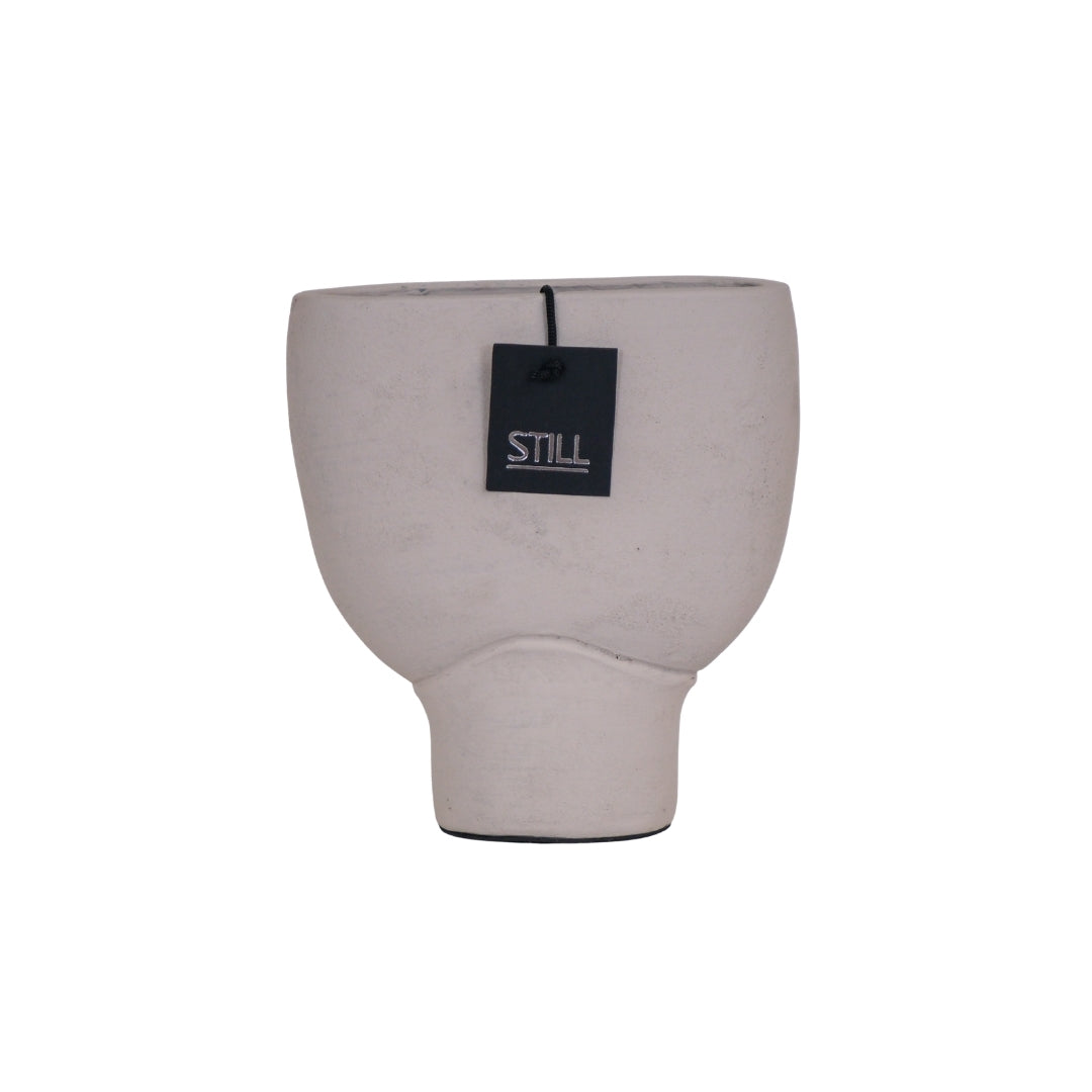 Ovale vaas Beige 28x22 cm van handgemaakt aardewerk uit de STILL Collection
