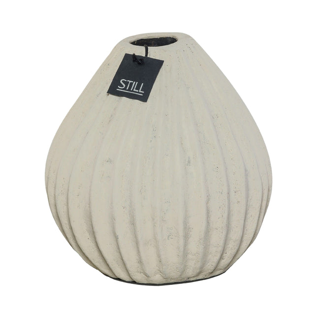 Vaas met ribbels - Beige - 30x30 cm - STILL
