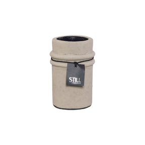 Vaas met ribbels - Cilinder - Taupe - 20x15 cm - STILL