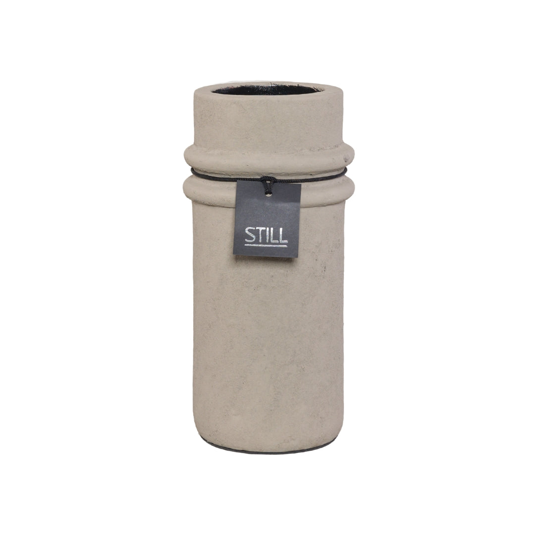 Vaas met ribbels - Cilinder - Taupe - 31x13 cm - STILL