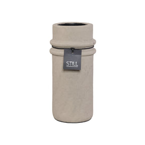 Vaas met ribbels - Cilinder - Taupe - 31x13 cm - STILL