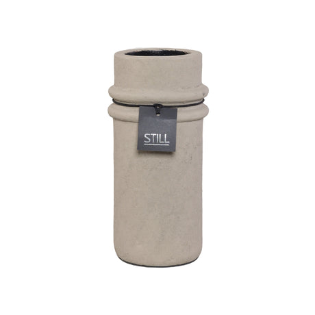 Vaas met ribbels - Cilinder - Taupe - 31x13 cm - STILL