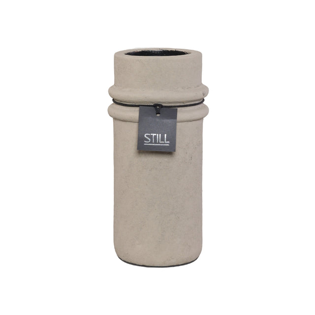 Vaas met ribbels - Cilinder - Taupe - 31x13 cm - STILL