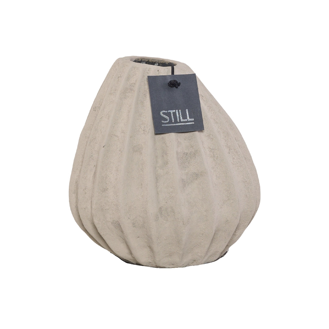 Vaas met ribbels - Taupe - 22x22 cm - STILL