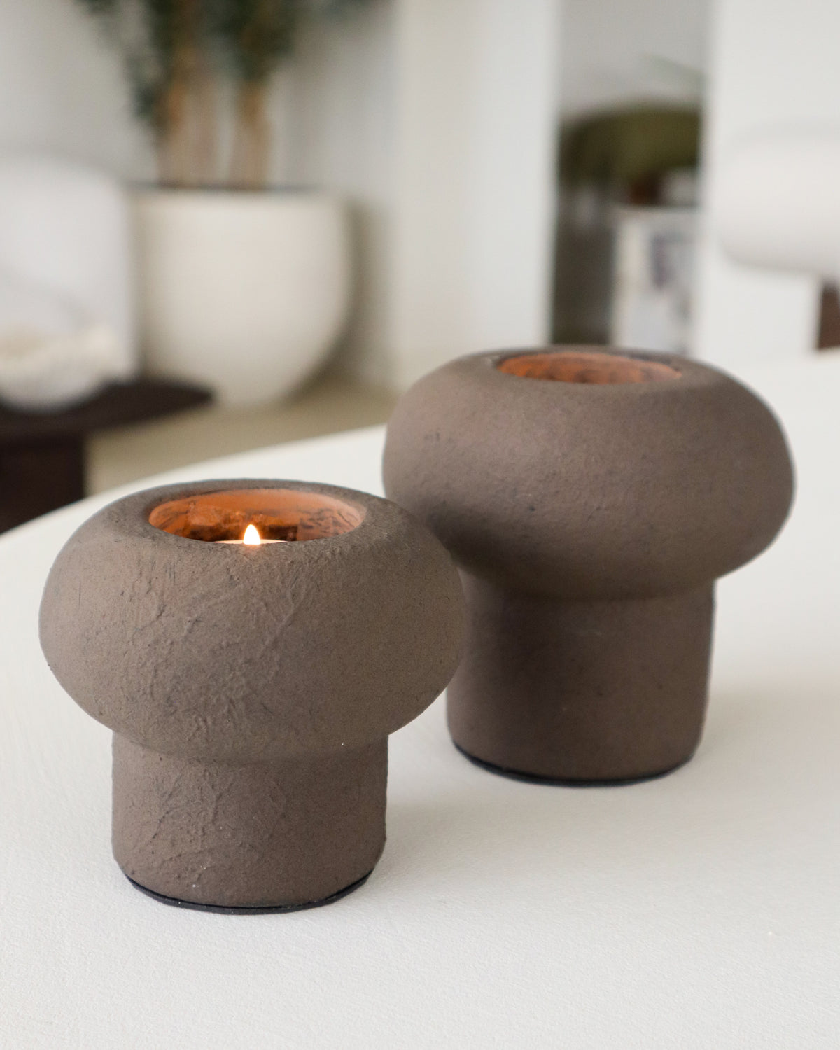 waxinelichthouder espresso op voet 8cm
