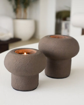 waxinelichthouder espresso op voet 8cm