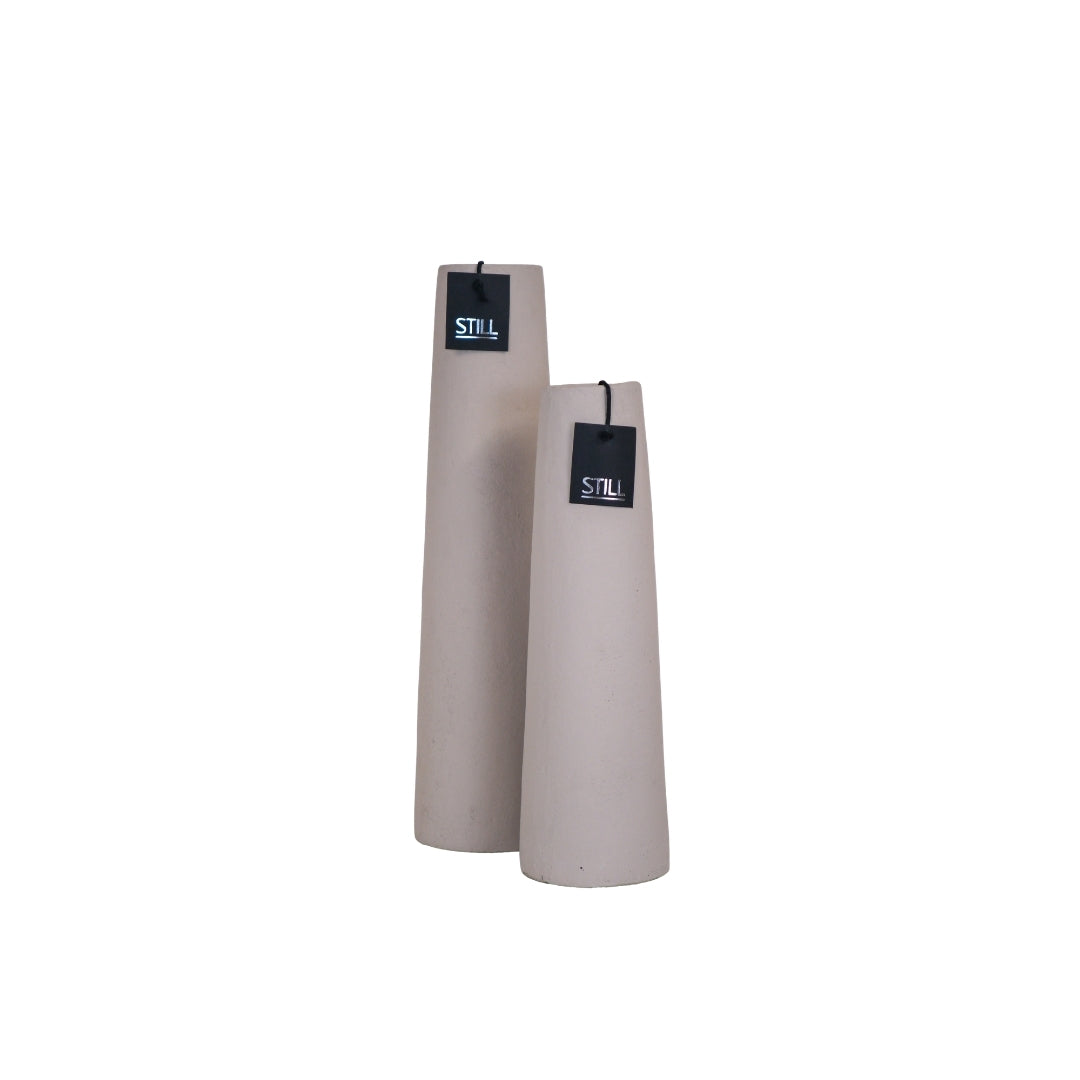 Beige design vazen set van twee hoge gladde decoratieve vazen van STILL in 50x14 cm en 40x12 cm