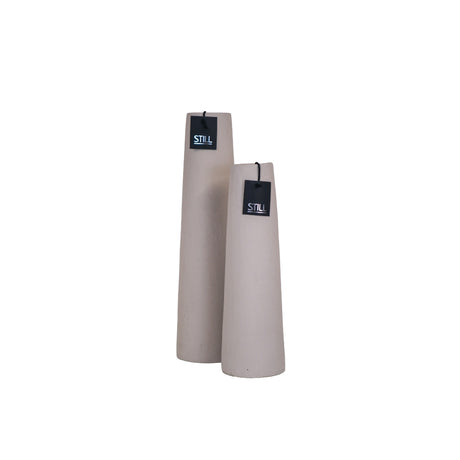 Beige design vazen set van twee hoge gladde decoratieve vazen van STILL in 50x14 cm en 40x12 cm