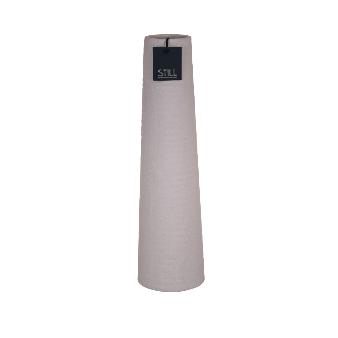 Geribbelde hoge vaas beige 50x14 cm van aardewerk - STILL Collection