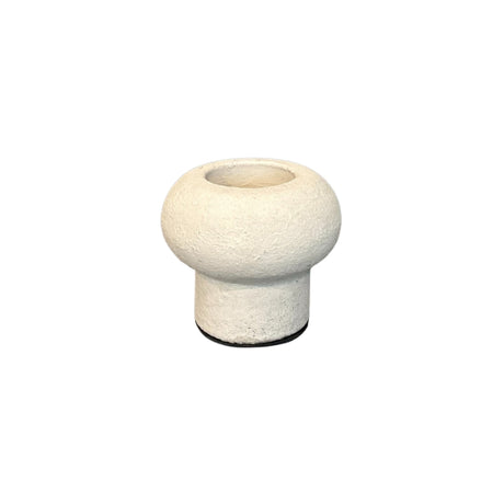 Beige waxinelichthouder op voet van aardewerk 10x10 cm met brandend waxinelicht van STILL